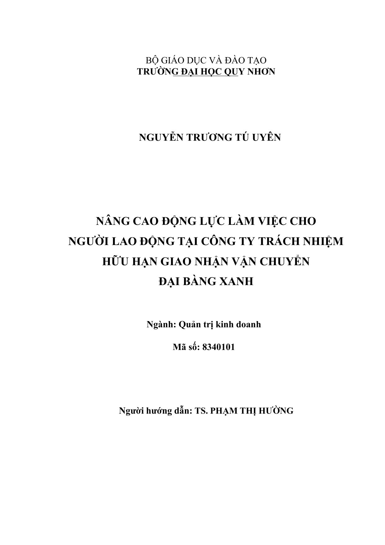 Nâng cao động lực làm việc cho người lao động tại Công ty TNHH Giao nhận Vận chuyển Đại Bàng Xanh