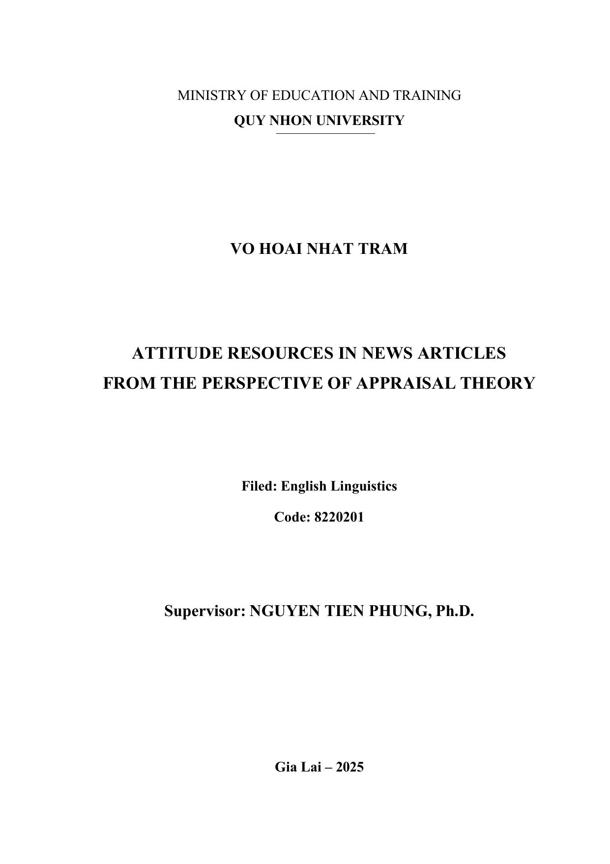 Attitude resources in the new articles from the perspective: Appraisal Theory
